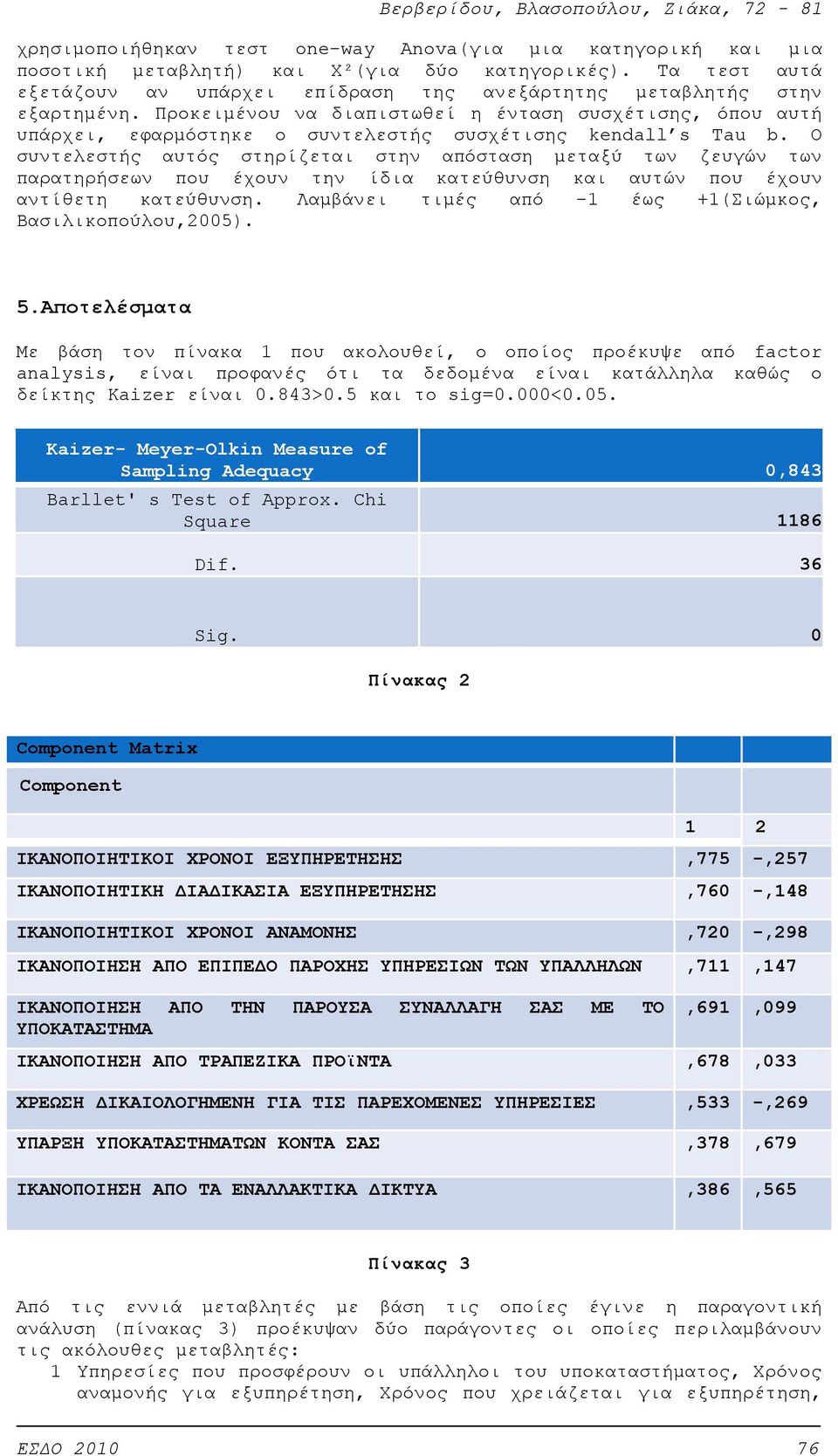 Ο συντελεστής αυτός στηρίζεται στην απόσταση μεταξύ των ζευγών των παρατηρήσεων που έχουν την ίδια κατεύθυνση και αυτών που έχουν αντίθετη κατεύθυνση.