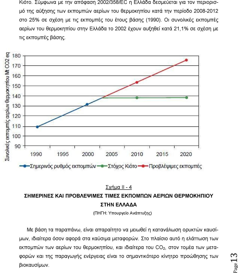 βάσης (1990). Οι συνολικές εκπομπές αερίων του θερμοκηπίου στην Ελλάδα το 2002 έχουν αυξηθεί κατά 21,1% σε σχέση με τις εκπομπές βάσης.