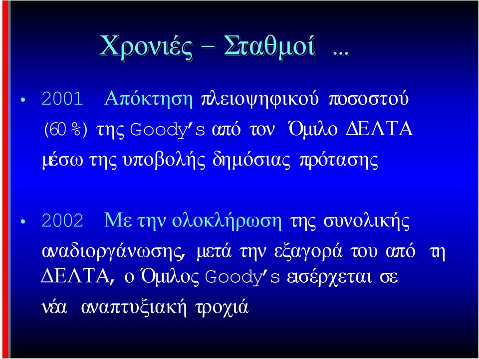 2002 Με την ολοκλήρωση της συνολικής αναδιοργάνωσης, µετά την