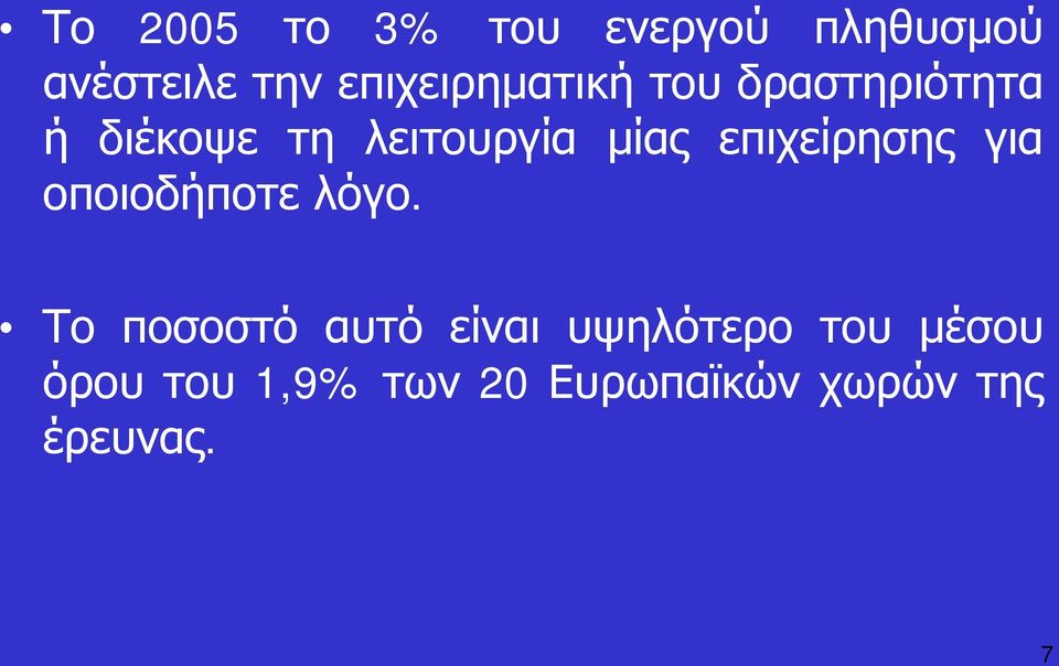 μίας επιχείρησης για οποιοδήποτε λόγο.