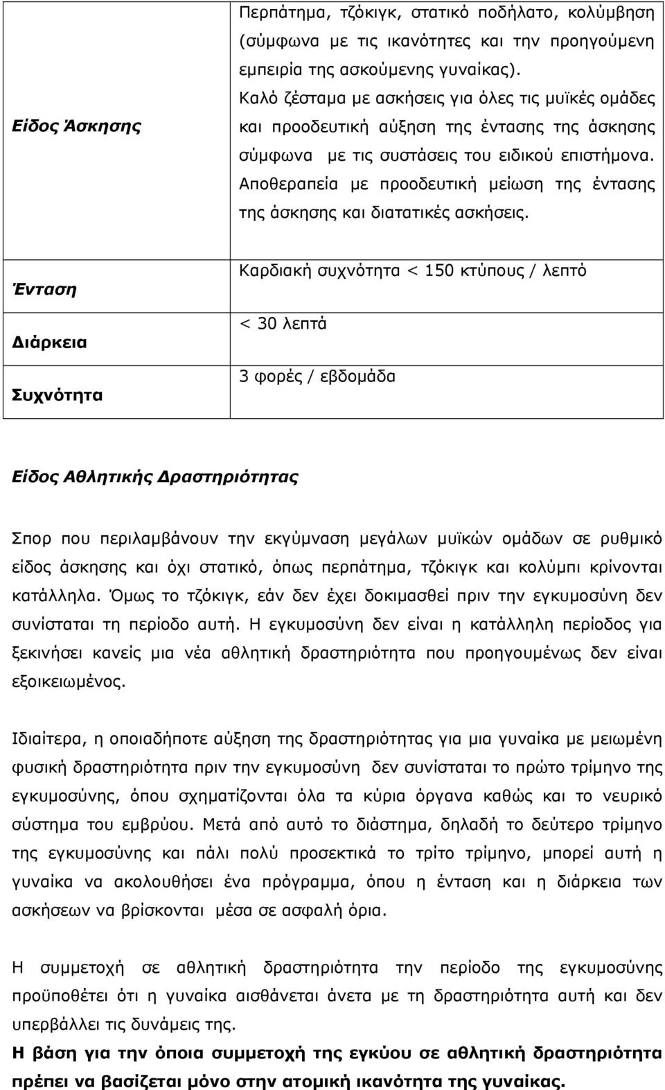 Αποθεραπεία µε προοδευτική µείωση της έντασης της άσκησης και διατατικές ασκήσεις.