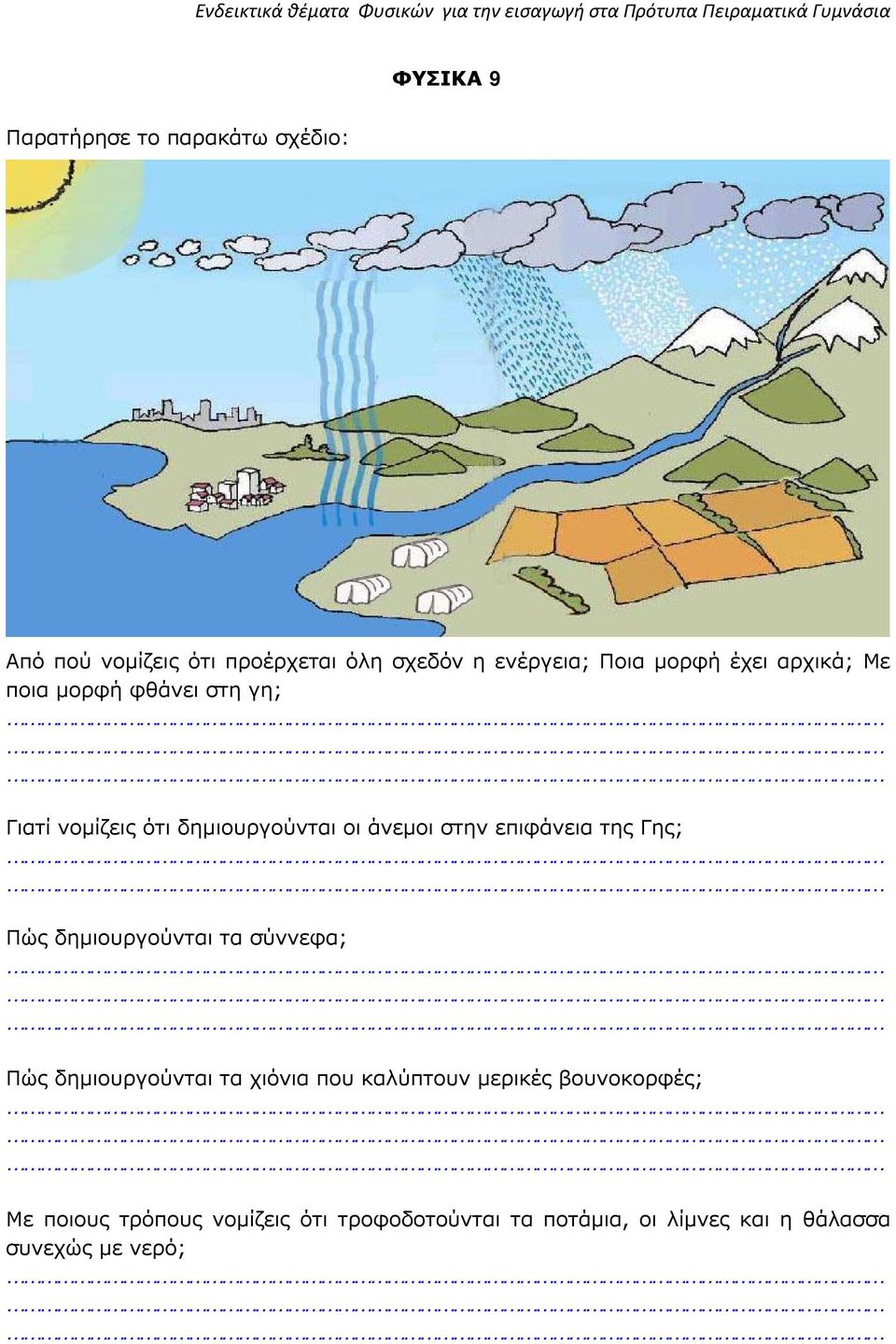 επιφάνεια της Γης; Πώς δημιουργούνται τα σύννεφα; Πώς δημιουργούνται τα χιόνια που καλύπτουν μερικές