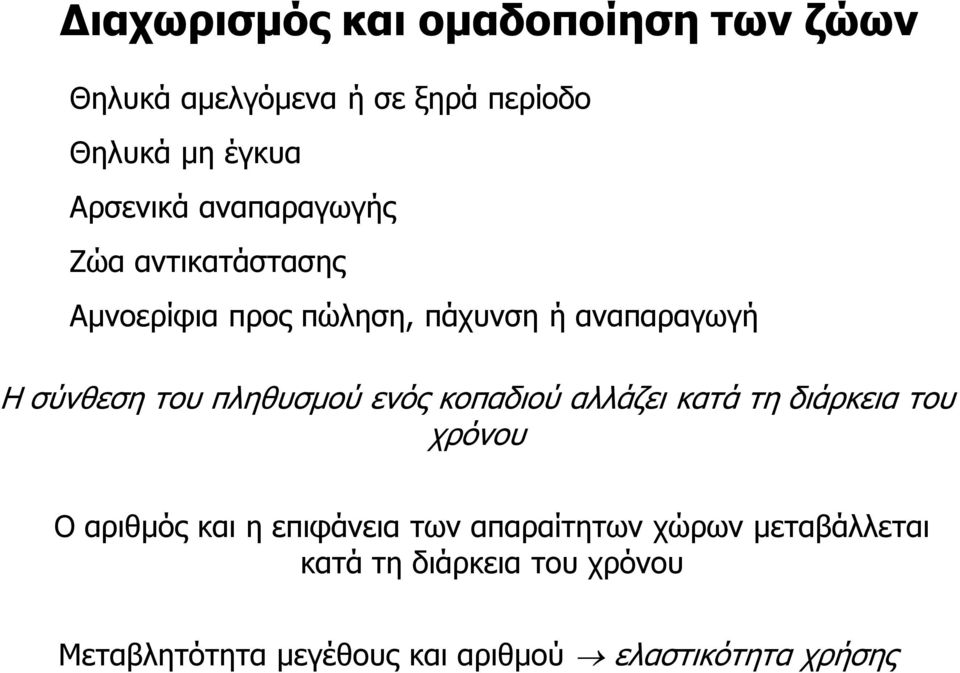 πληθυσμού ενός κοπαδιού αλλάζει κατά τη διάρκεια του χρόνου Ο αριθμός και η επιφάνεια των