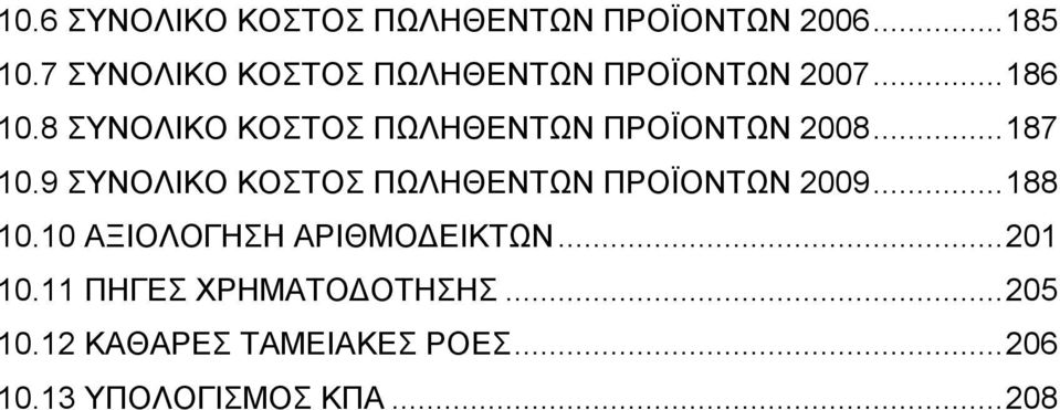 8 ΣΥΝΟΛΙΚΟ ΚΟΣΤΟΣ ΠΩΛΗΘΕΝΤΩΝ ΠΡΟΪΟΝΤΩΝ 2008...187 10.