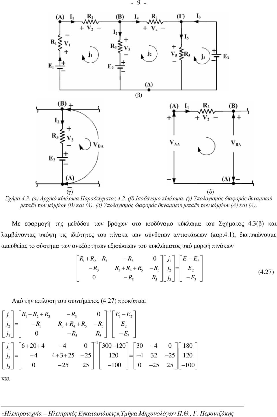 (β) και λαμβάνοντας υπόψη τις ιδιότητες του πίνακα των σύνθετων αντιστάσεων (παρ.4.