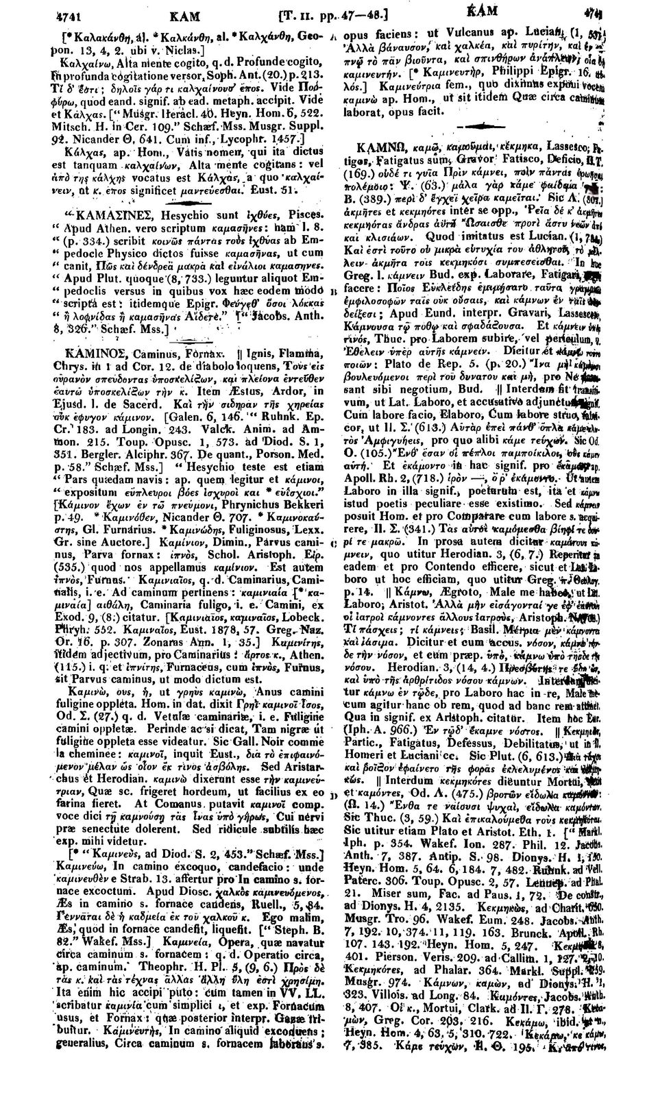 Mss. Musgr. Suppl. 9$. Nieander Θ, 641. Cunt inf., Lycophr. 1,457-] Κάλχαί, ap. Horn., Vitis nometr, qui ita dictus est tanquam καλχαίϊων, Alta mente cogitans: vel άπό τη$ κάλ^ηί vocatus est Κάλχα?