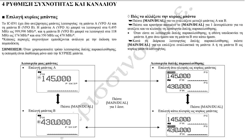 *Κάποιες περιοχές συχνοτήτων εµποδίζονται ανάλογα µε την έκδοση του ποµποδέκτη.