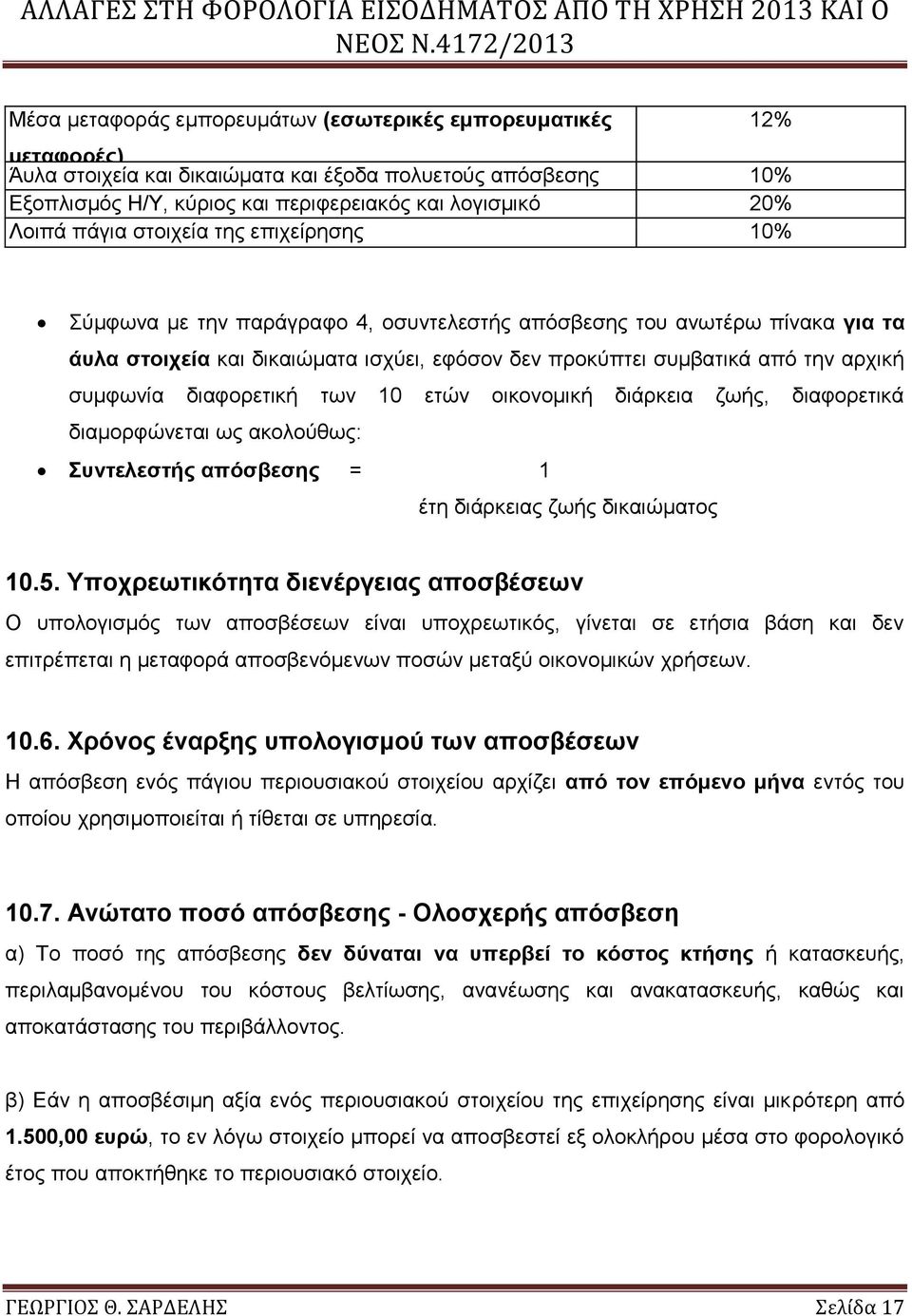 συμφωνία διαφορετική των 10 ετών οικονομική διάρκεια ζωής, διαφορετικά διαμορφώνεται ως ακολούθως: Συντελεστής απόσβεσης = 1 έτη διάρκειας ζωής δικαιώματος 10.5.