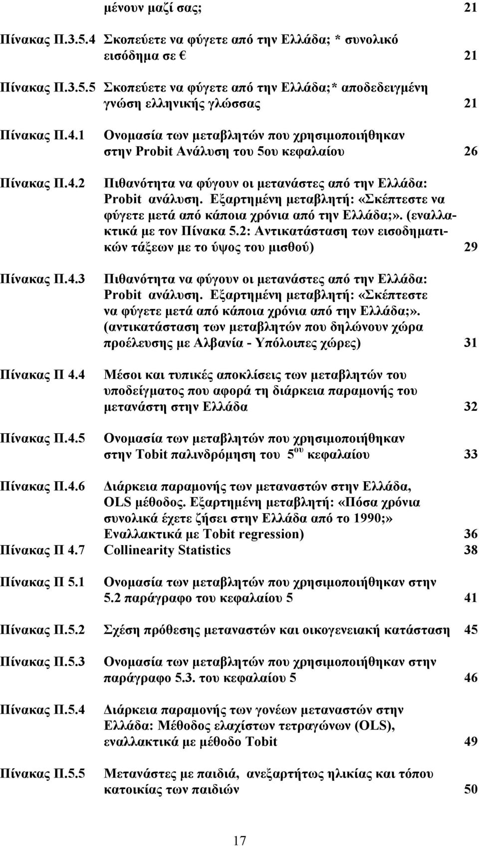 Εξαρτημένη μεταβλητή: «Σκέπτεστε να φύγετε μετά από κάποια χρόνια από την Ελλάδα;». (εναλλακτικά με τον Πίνακα 5.