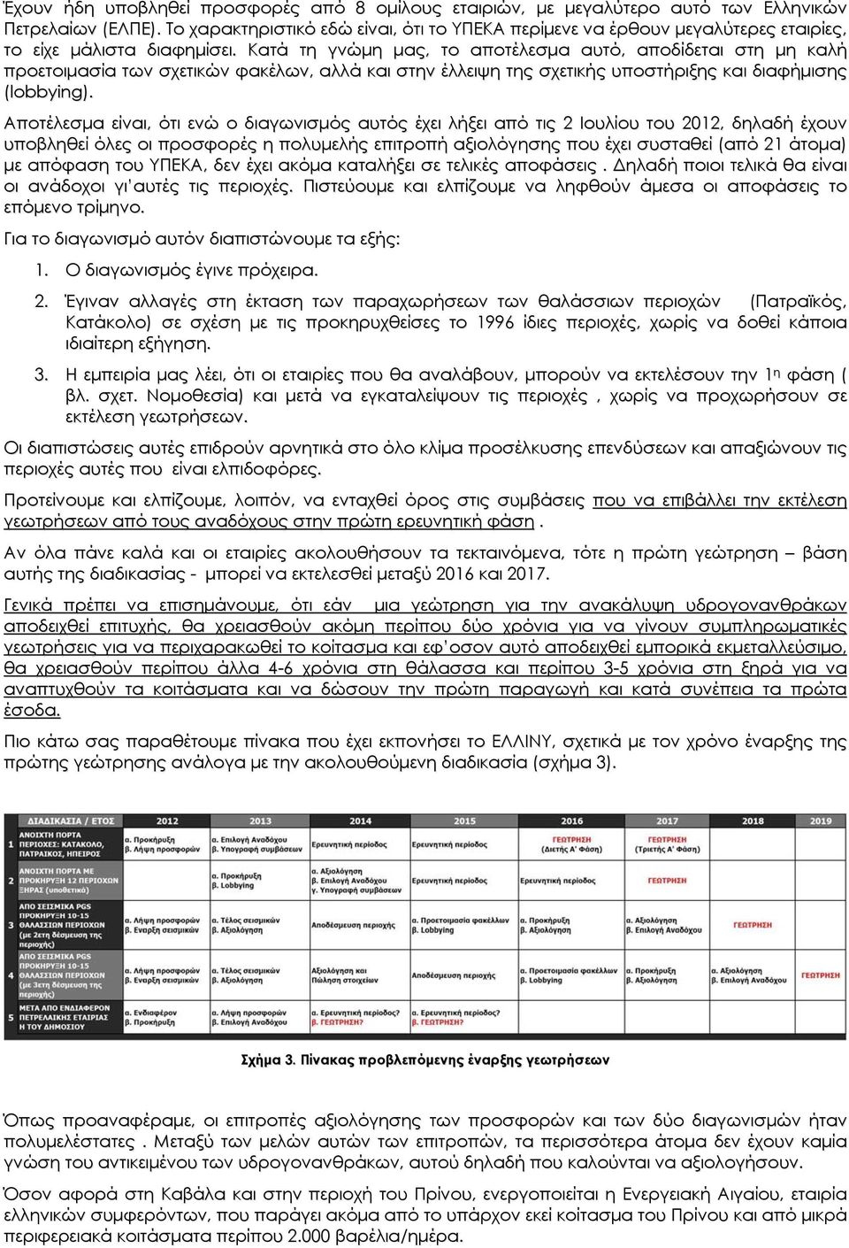 Κατά τη γνώμη μας, το αποτέλεσμα αυτό, αποδίδεται στη μη καλή προετοιμασία των σχετικών φακέλων, αλλά και στην έλλειψη της σχετικής υποστήριξης και διαφήμισης (lobbying).