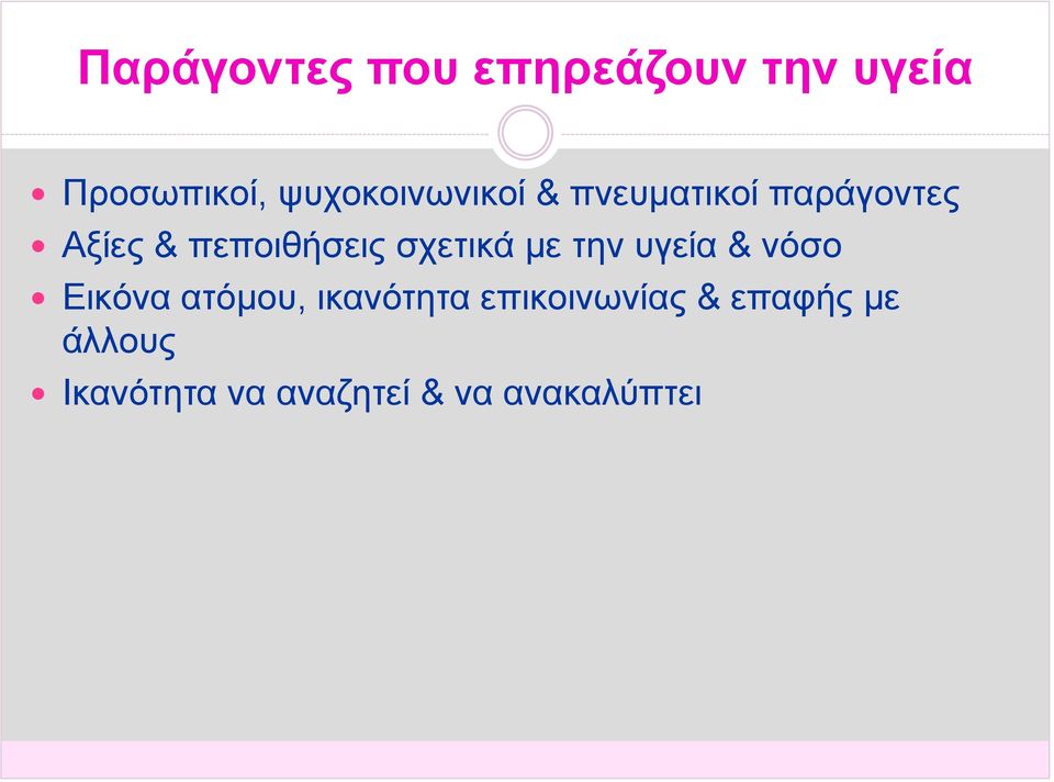 πεποιθήσεις σχετικά με την υγεία & νόσο Εικόνα ατόμου,