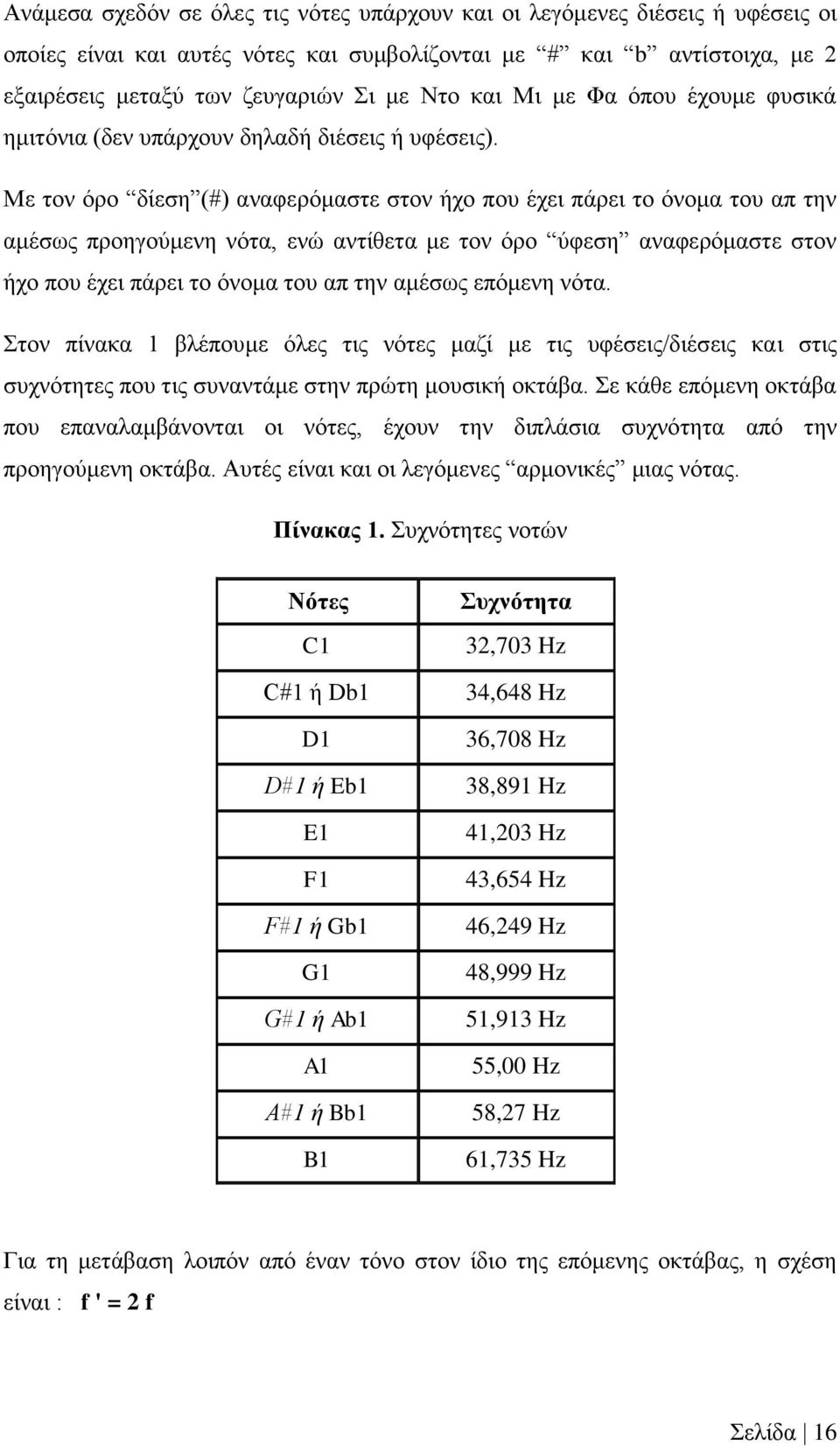 Με τον όρο δίεση (#) αναφερόμαστε στον ήχο που έχει πάρει το όνομα του απ την αμέσως προηγούμενη νότα, ενώ αντίθετα με τον όρο ύφεση αναφερόμαστε στον ήχο που έχει πάρει το όνομα του απ την αμέσως