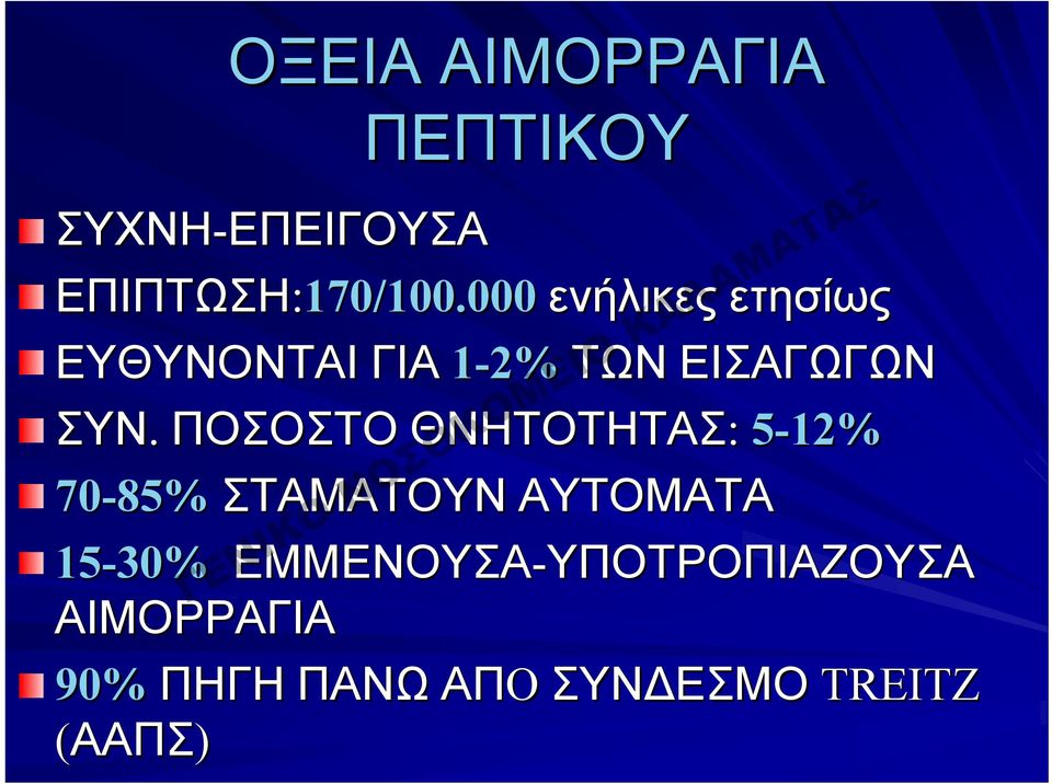 ΠΟΣΟΣΤΟ ΘΝΗΤΟΤΗΤΑΣ: 5-12% 70-85% ΣΤΑΜΑΤΟΥΝ ΑΥΤΟΜΑΤΑ 15-30 30%