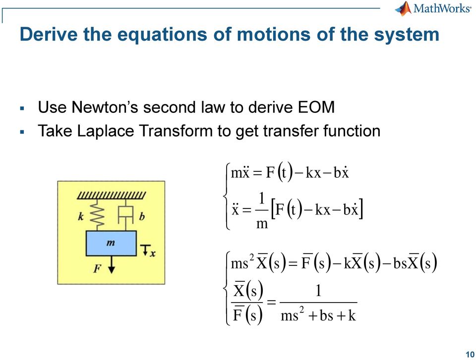 Transform to get transfer function t mx F 1 x F m