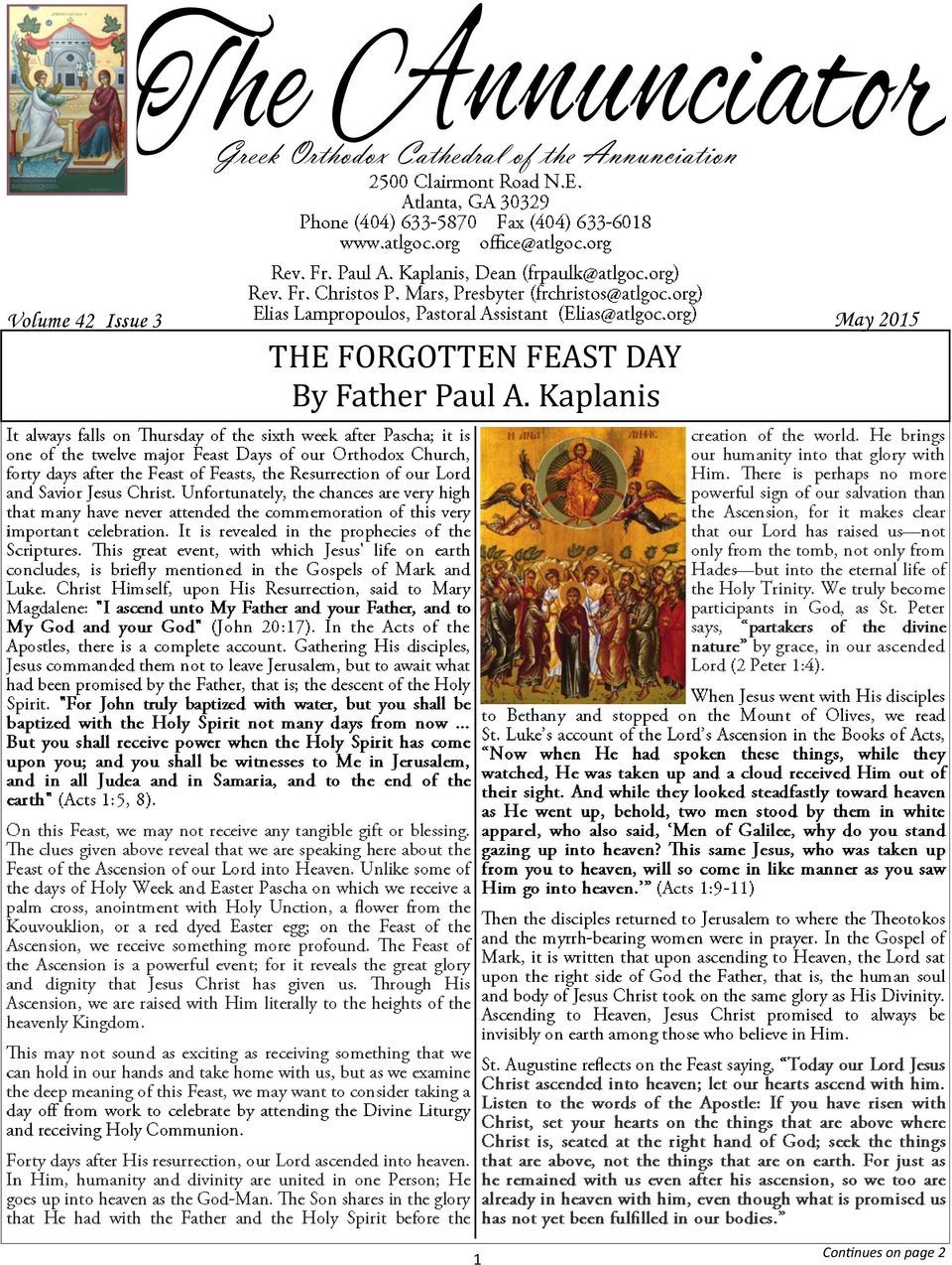 2015 THE FORGOTTEN FEAST DAY By Father