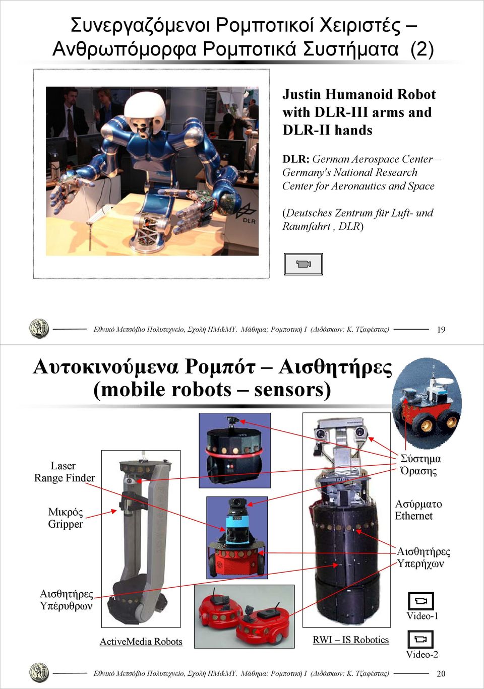 Zentrum für Luft- und Raumfahrt, DLR 9 Αυτοκινούμενα Ρομπότ Αισθητήρες (mobile robots sensors Laser Range Finder Μικρός