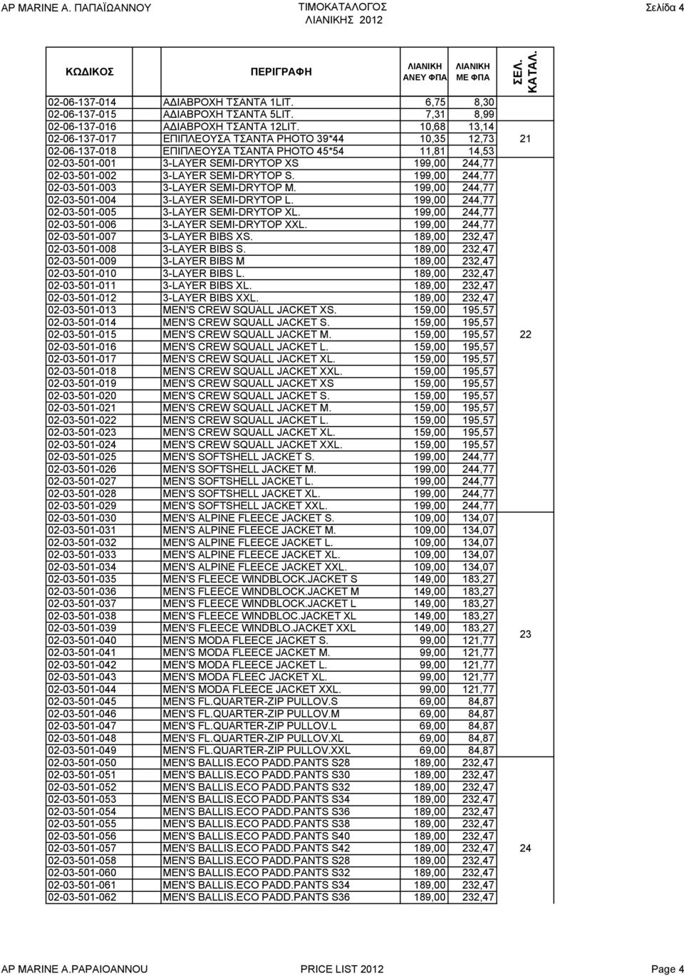 SEMI-DRYTOP S. 199,00 244,77 02-03-501-003 3-LAYER SEMI-DRYTOP M. 199,00 244,77 02-03-501-004 3-LAYER SEMI-DRYTOP L. 199,00 244,77 02-03-501-005 3-LAYER SEMI-DRYTOP XL.