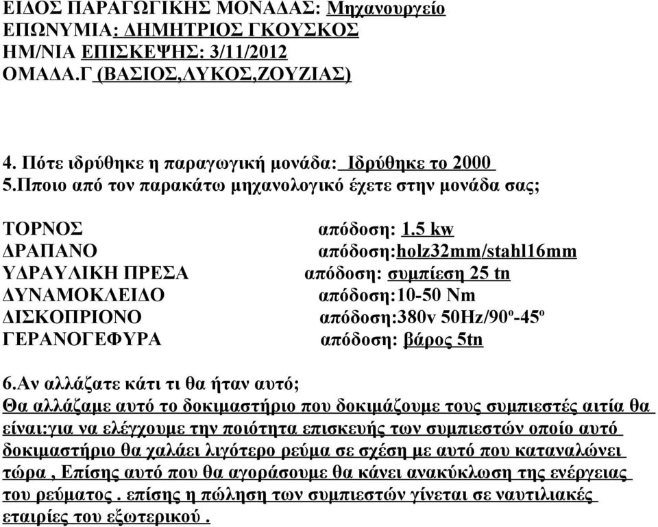 5 kw απόδοση:holz32mm/stahl16mm απόδοση: συμπίεση 25 tn απόδοση:10-50 Nm απόδοση:380v 50Hz/90o-45o απόδοση: βάρος 5tn 6.