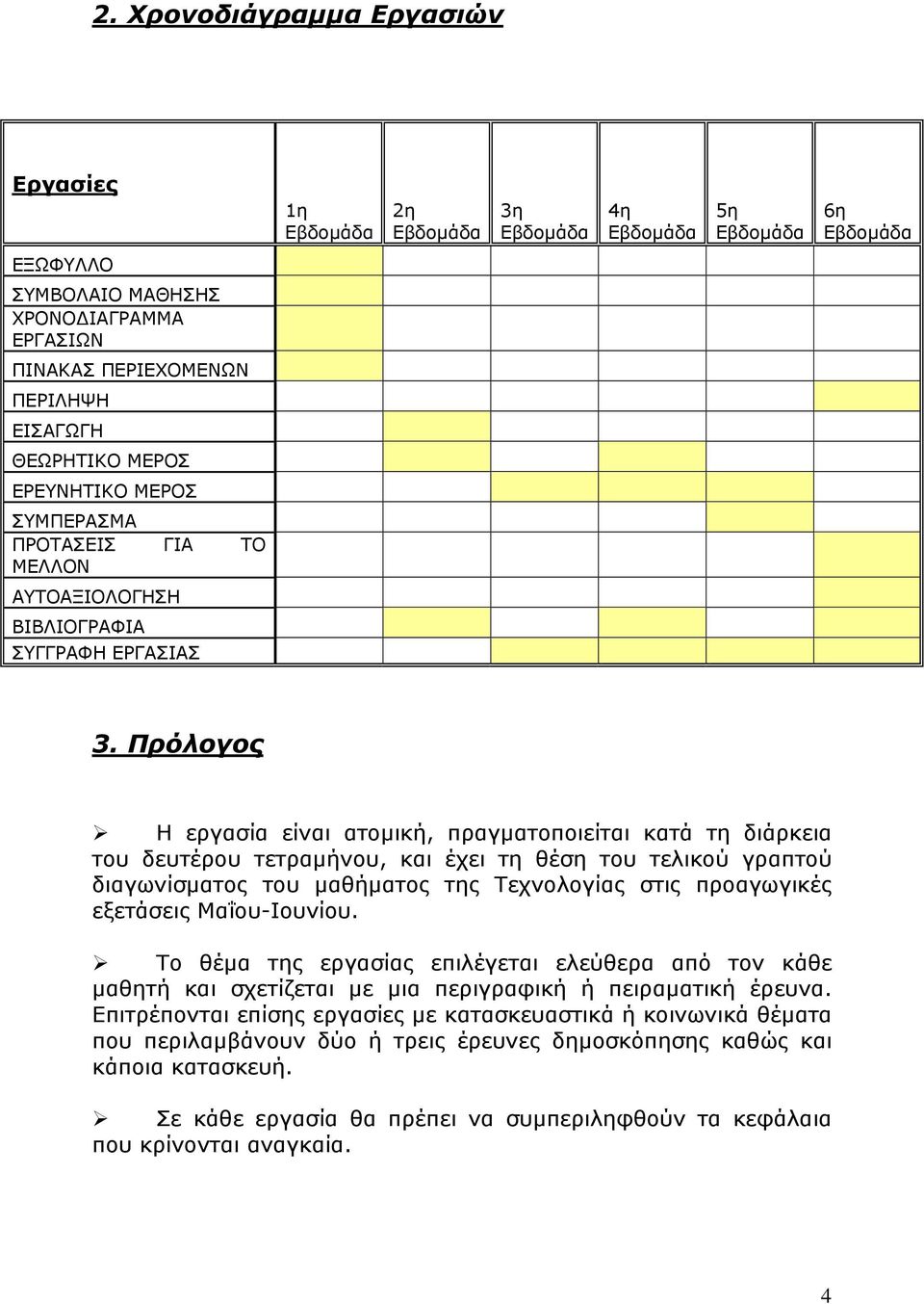 Πρόλογος Η εργασία είναι ατομική, πραγματοποιείται κατά τη διάρκεια του δευτέρου τετραμήνου, και έχει τη θέση του τελικού γραπτού διαγωνίσματος του μαθήματος της Τεχνολογίας στις προαγωγικές