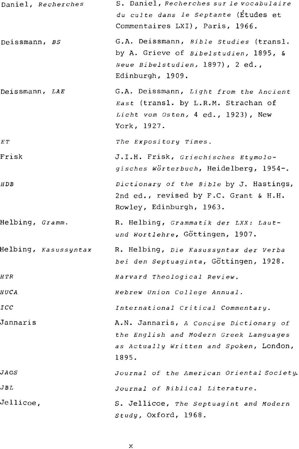 , 1923), New York, 1927. ET The Expository Times. Frisk J.I.H. Frisk, Griechisches Etymologisches Wörterbuch, Heidelberg, 1954-. HOB Dictionary of the Bible by J. Hastings, 2nd ed., revised by F.C.