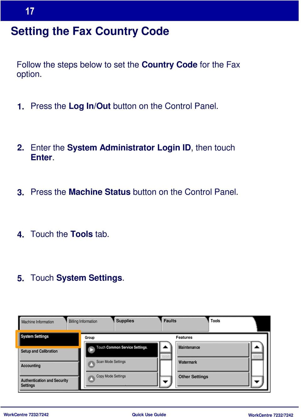 Touch System Settings.