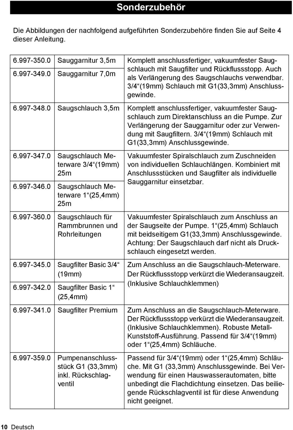 0 Saugschlauch 3,5m Komplett anschlussfertiger, vakuumfester Saugschlauch zum Direktanschluss an die Pumpe. Zur Verlngerung der Sauggarnitur oder zur Verwendung mit Saugfiltern.