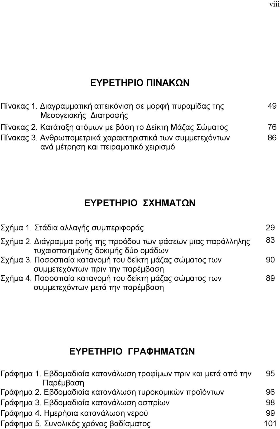 Διάγραμμα ροής της προόδου των φάσεων μιας παράλληλης τυχαιοποιημένης δοκιμής δύο ομάδων Σχήμα 3. Ποσοστιαία κατανομή του δείκτη μάζας σώματος των συμμετεχόντων πριν την παρέμβαση Σχήμα 4.