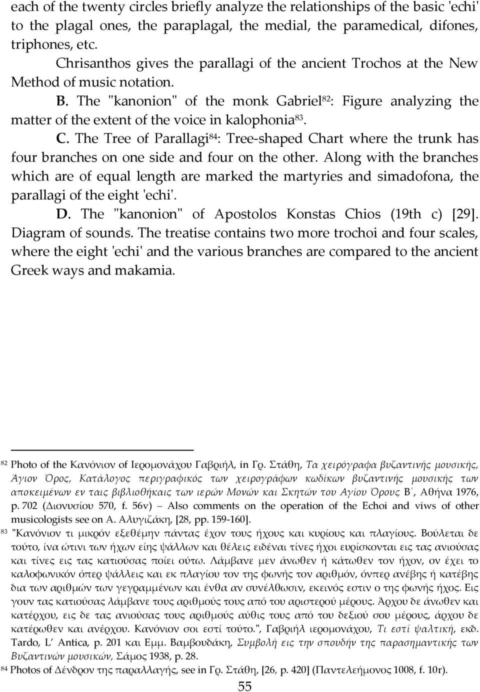 The "kanonion" of the monk Gabriel 82 : Figure analyzing the matter of the extent of the voice in kalophonia 83. C.