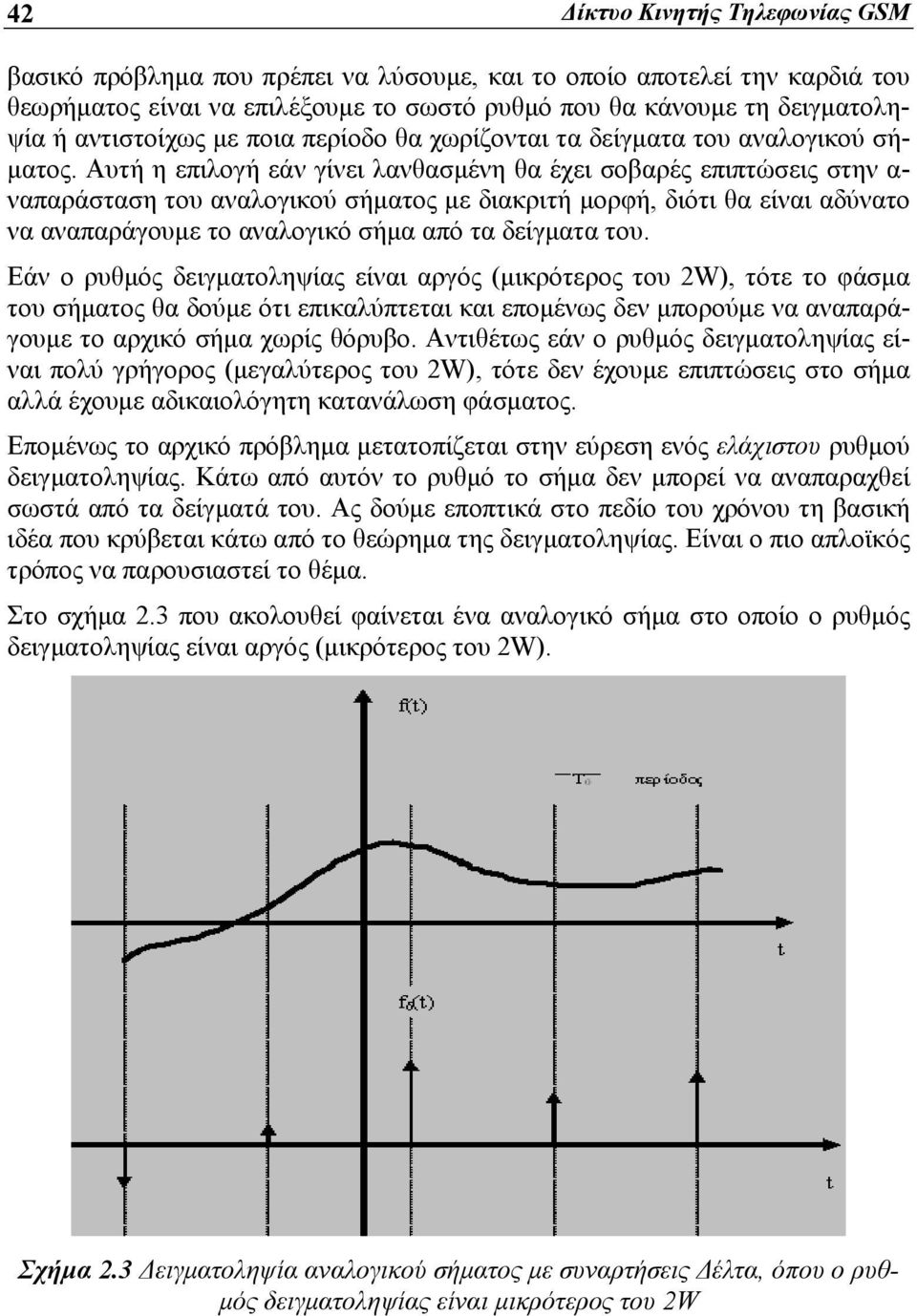 Αυτή η επιλογή εάν γίνει λανθασμένη θα έχει σοβαρές επιπτώσεις στην α- ναπαράσταση του αναλογικού σήματος με διακριτή μορφή, διότι θα είναι αδύνατο να αναπαράγουμε το αναλογικό σήμα από τα δείγματα