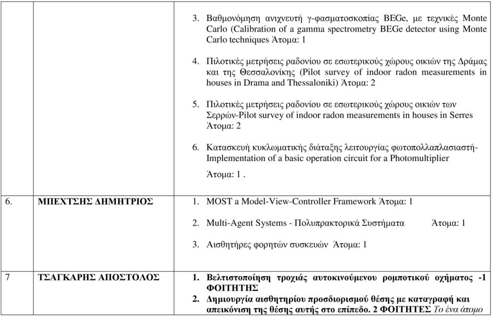 Πιλοτικές μετρήσεις ραδονίου σε εσωτερικούς χώρους οικιών των Σερρών-Pilot survey of indoor radon measurements in houses in Serres Άτομα: 2 6.