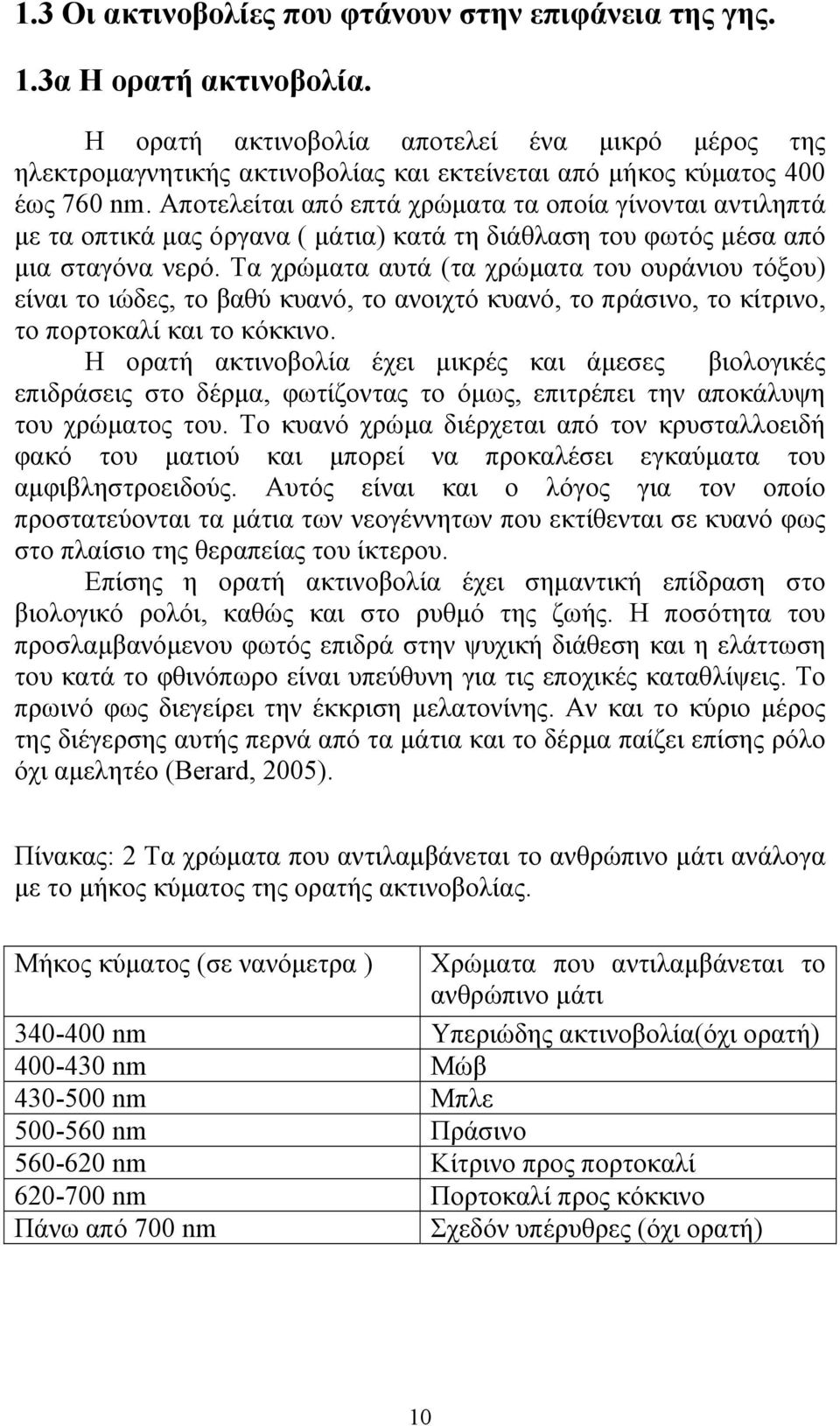 Αποτελείται από επτά χρώματα τα οποία γίνονται αντιληπτά με τα οπτικά μας όργανα ( μάτια) κατά τη διάθλαση του φωτός μέσα από μια σταγόνα νερό.