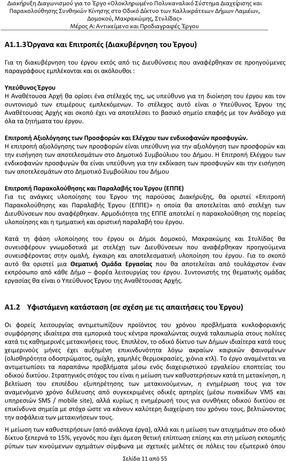 Το στέλεχος αυτό είναι ο Υπεύθυνος Έργου της Αναθέτουσας Αρχής και σκοπό έχει να αποτελέσει το βασικό σημείο επαφής με τον Ανάδοχο για όλα τα ζητήματα του έργου.