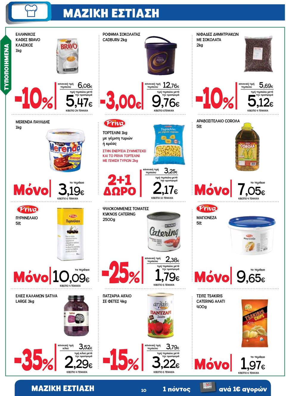 ΤΟΡΤΕΛΙΝΙ ΜΕ ΓΕΜΙΣΗ ΤΥΡΙΩΝ 2kg 2+1 ΨΙΛΟΚΟΜΜΕΝΕΣ ΤΟΜΑΤΕΣ KYKNOS CATERING 2500g τεμαχίου 3,25 ΔΩΡΟ 2,17 ΚΙΒΩΤΙΟ 10 ΤΕΜΑΧΙΑ ΑΡΑΒΟΣΙΤΕΛΑΙΟ COROΛΑ 5lt Μόνο 7,05 ΚΙΒΩΤΙΟ 4 ΤΕΜΑΧΙΑ ΜΑΓΙΟΝΕΖΑ 5lt Μόνο 10,09
