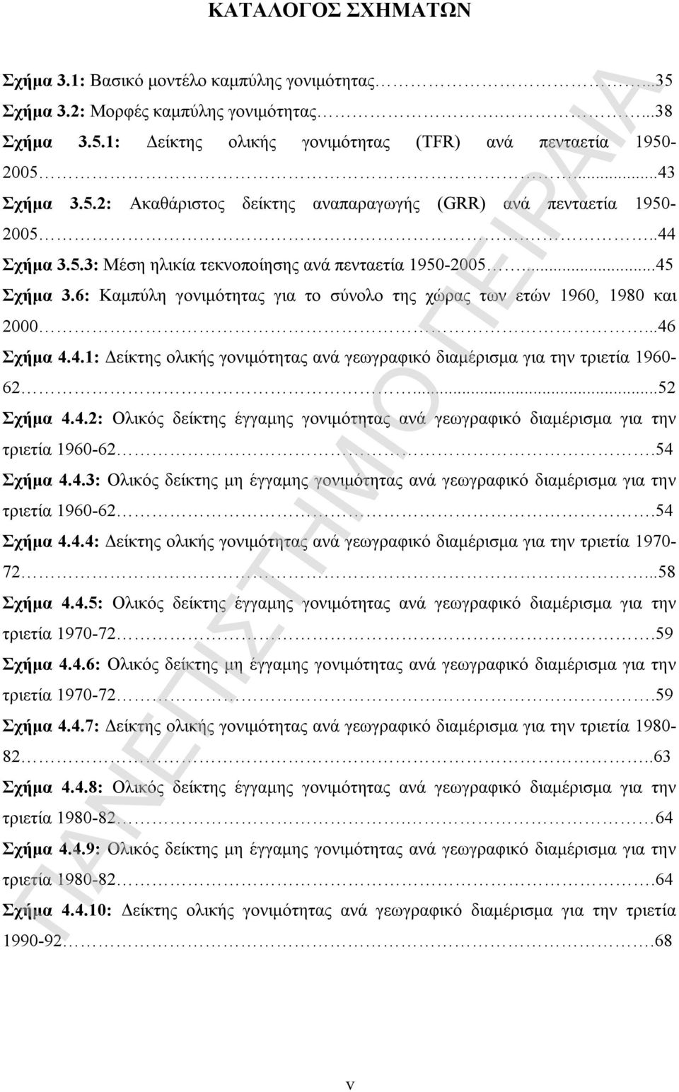 6: Καμπύλη γονιμότητας για το σύνολο της χώρας των ετών 1960, 1980 και 2000...46 Σχήμα 4.4.1: Δείκτης ολικής γονιμότητας ανά γεωγραφικό διαμέρισμα για την τριετία 1960-62...52 Σχήμα 4.4.2: Ολικός δείκτης έγγαμης γονιμότητας ανά γεωγραφικό διαμέρισμα για την τριετία 1960-62.