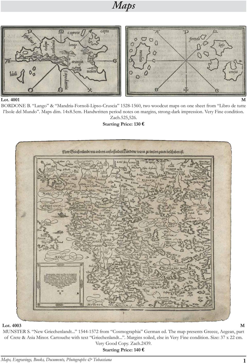 New Griechenlandt... 1544-1572 from Cosmographia German ed. The map presents Greece, Aegean, part of Crete & Asia inor. Cartouche with text Griechenlandt.