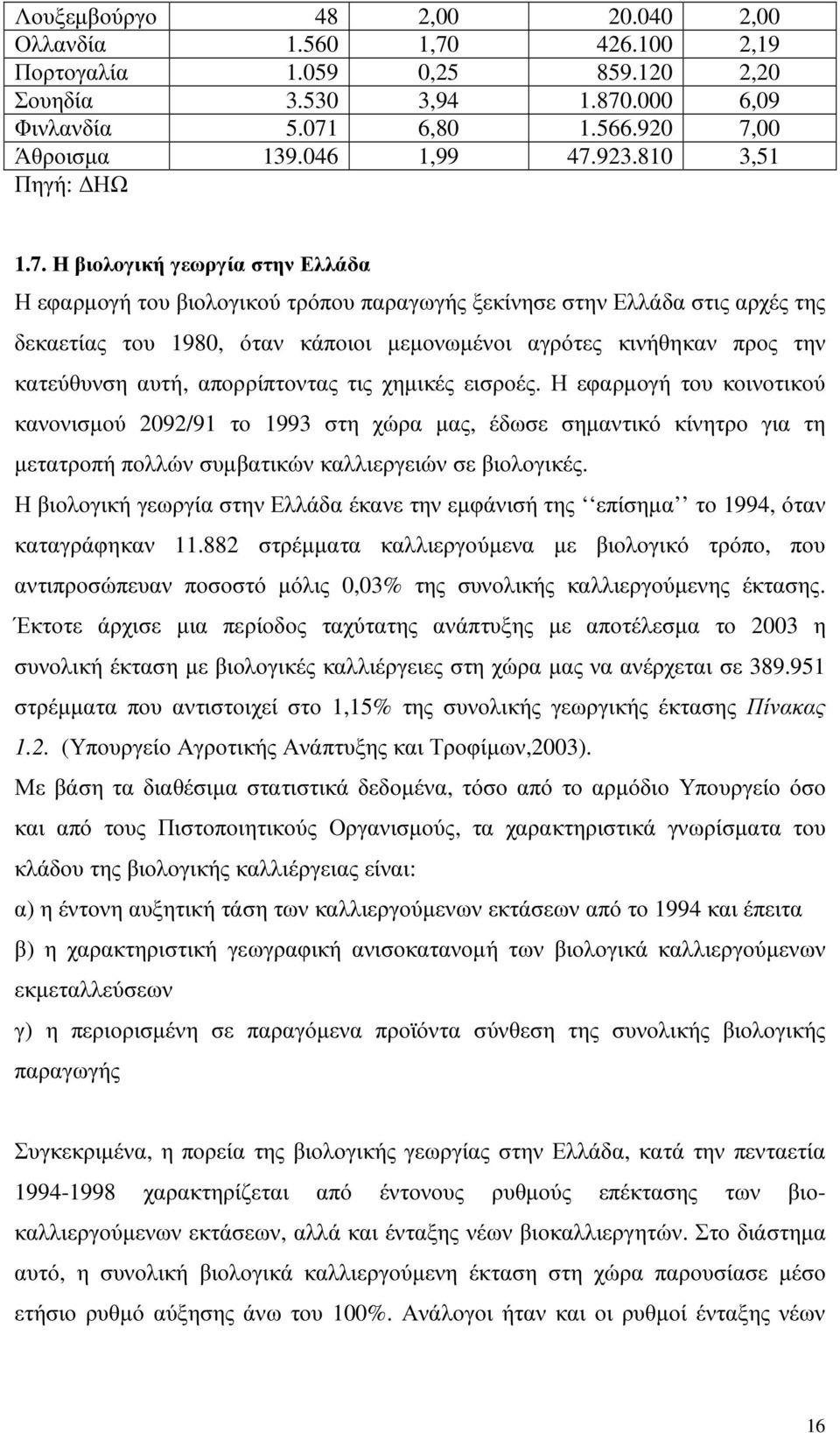 Η βιολογική γεωργία στην Ελλάδα Η εφαρµογή του βιολογικού τρόπου παραγωγής ξεκίνησε στην Ελλάδα στις αρχές της δεκαετίας του 1980, όταν κάποιοι µεµονωµένοι αγρότες κινήθηκαν προς την κατεύθυνση αυτή,