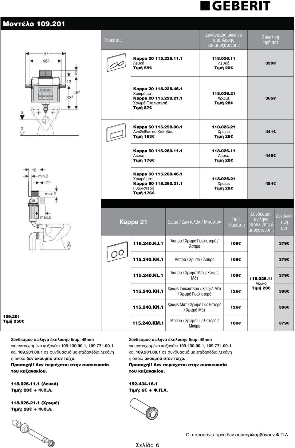 260.46.1 Χρωμέ ματ Kappa 50 115.260.21.1 Γυαλιστερή Τιμή 176 118.026.