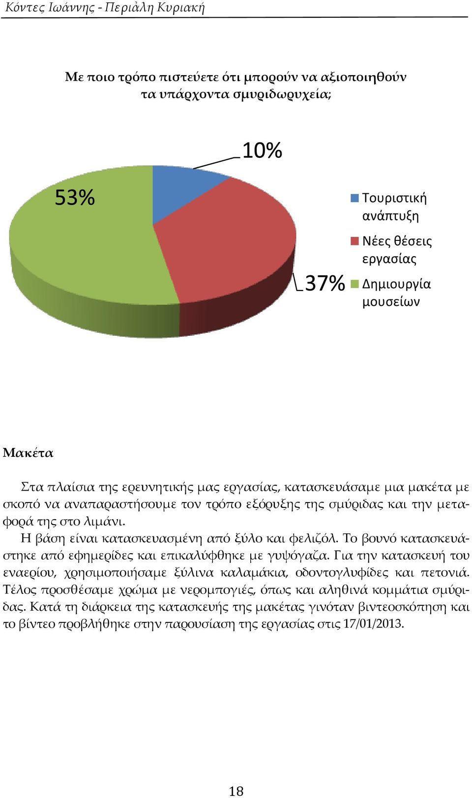 H βάση είναι κατασκευασμένη από ξύλο και φελιζόλ. Σο βουνό κατασκευάστηκε από εφημερίδες και επικαλύφθηκε με γυψόγαζα.