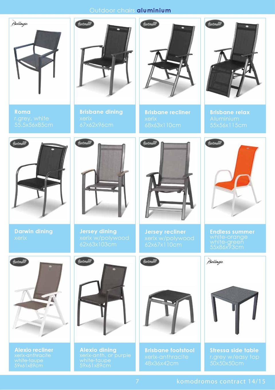 xerix Jersey dining xerix w/polywood 62x63x103cm Jersey recliner xerix w/polywood 62x67x110cm Endless summer white-orange white-green