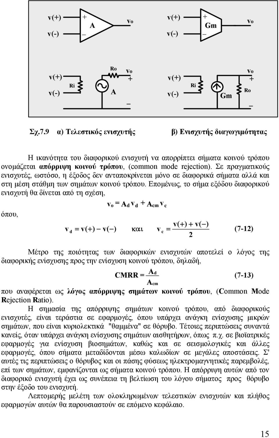 Σε πραγματικούς ενισχυτές, ωστόσο, η έξοδος δεν ανταποκρίνεται μόνο σε διαφορικά σήματα αλλά και στη μέση στάθμη των σημάτων κοινού τρόπου.