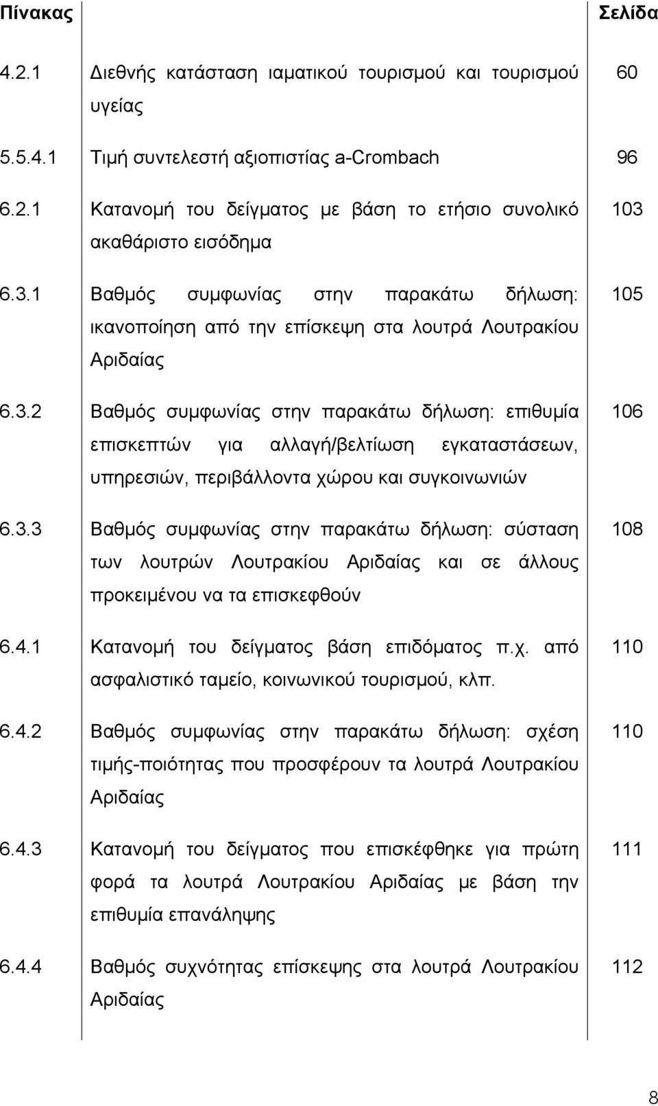 3.3 Βαθμός συμφωνίας στην παρακάτω δήλωση: σύσταση των λουτρών Λουτρακίου Αριδαίας και σε άλλους προκειμένου να τα επισκεφθούν 6.4.1 Κατανομή του δείγματος βάση επιδόματος π.χ.