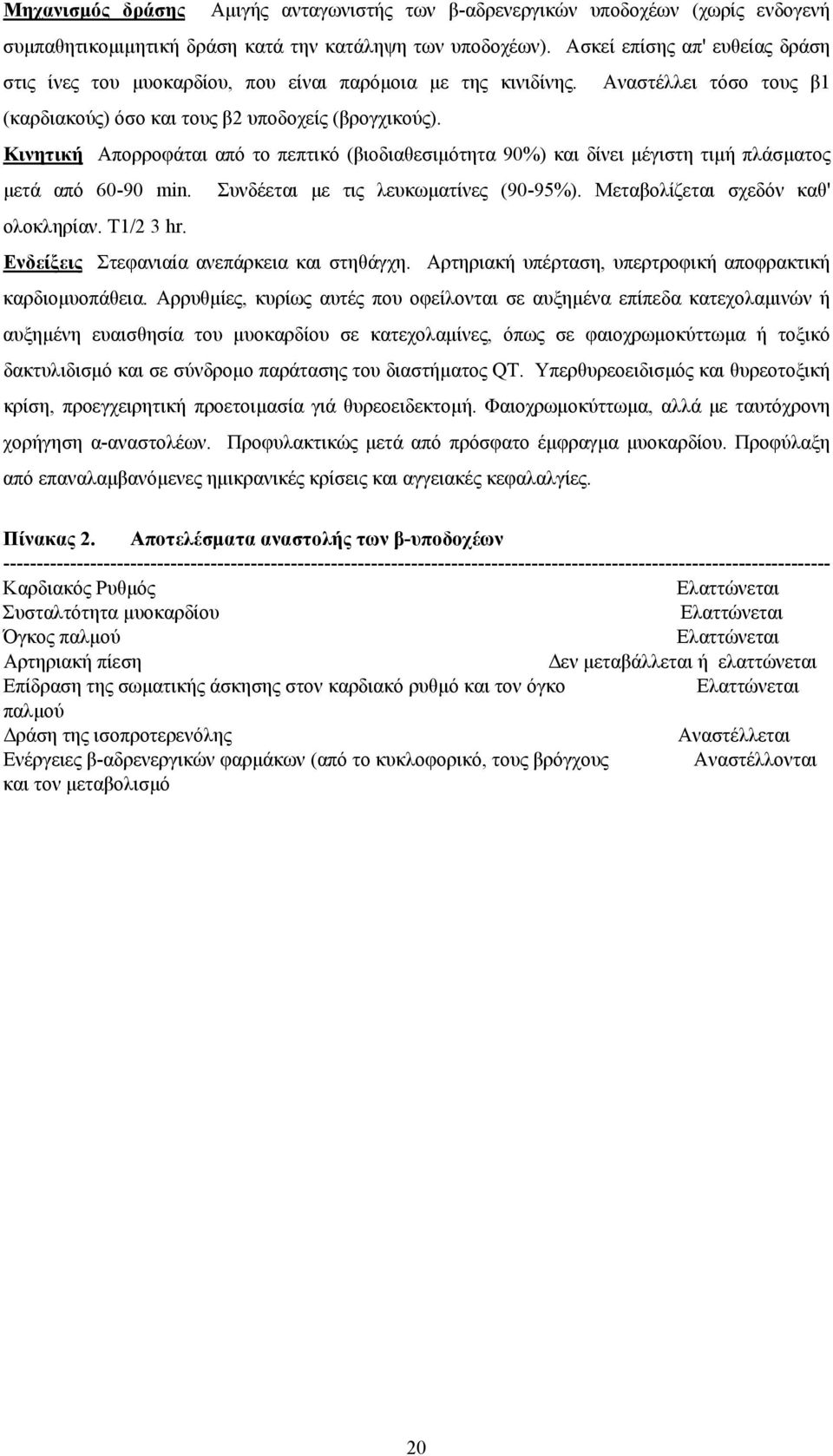 Κινητική Απορροφάται από το πεπτικό (βιοδιαθεσιµότητα 90%) και δίνει µέγιστη τιµή πλάσµατος µετά από 60-90 min. Συνδέεται µε τις λευκωµατίνες (90-95%). Μεταβολίζεται σχεδόν καθ' ολοκληρίαν. Τ1/2 3 hr.