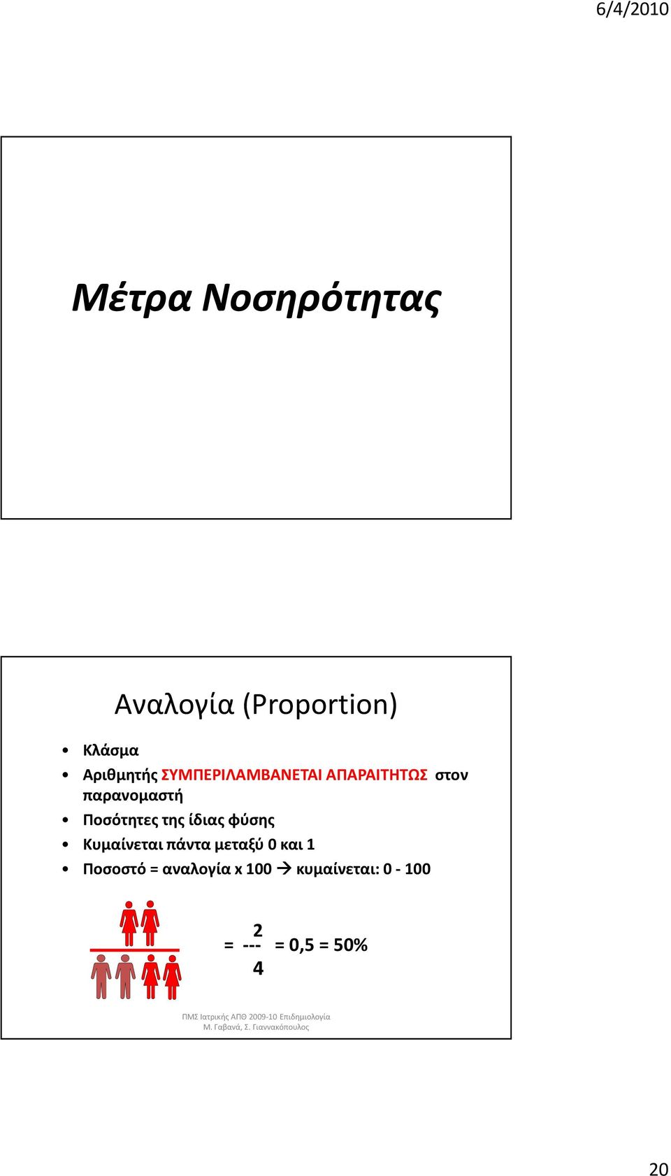 Ποσότητες της ίδιας φύσης Κυμαίνεται πάντα μεταξύ 0 και