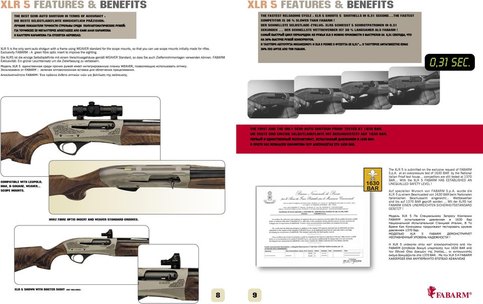 SECOND THE FASTEST COMPETITOR IS 36 % SLOWER THAN FABARM! DER SCHNELLSTE SELBSTLADE-ZYKLUS: XLR5 SCHIESST 5 SCHROTPATRONEN IN 0,31 SEKUNDEN DER SCHNELLSTE WETTBEWERBER IST 36 % LANGSAMER ALS FABARM!