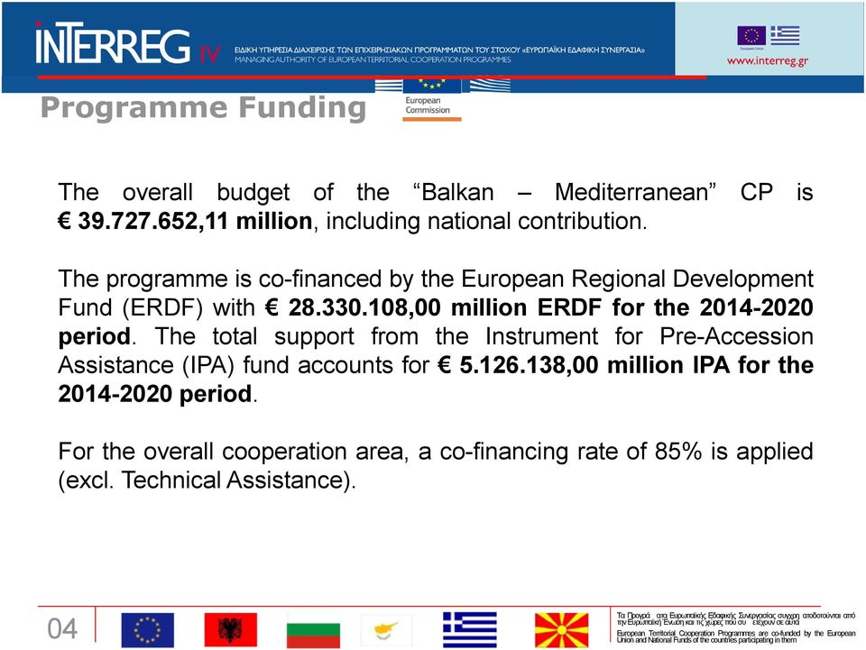 The programme is co-financed by the European Development Fund (ERDF) with 28.330.