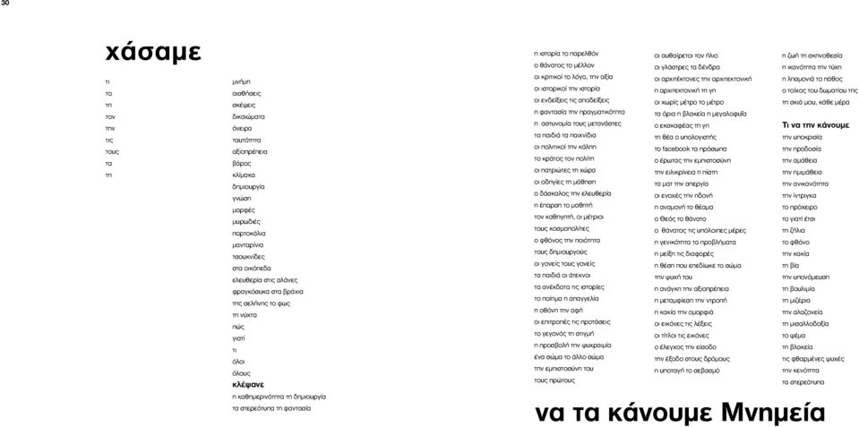 μέλλον οι κριτικοί το λόγο, την αξία οι ιστορικοί την ιστορία οι ενδείξεις τις αποδείξεις η φαντασία την πραγματικότητα η αστυνομία τους μετανάστες τα παιδιά τα παιχνίδια οι πολιτικοί την κάλπη το