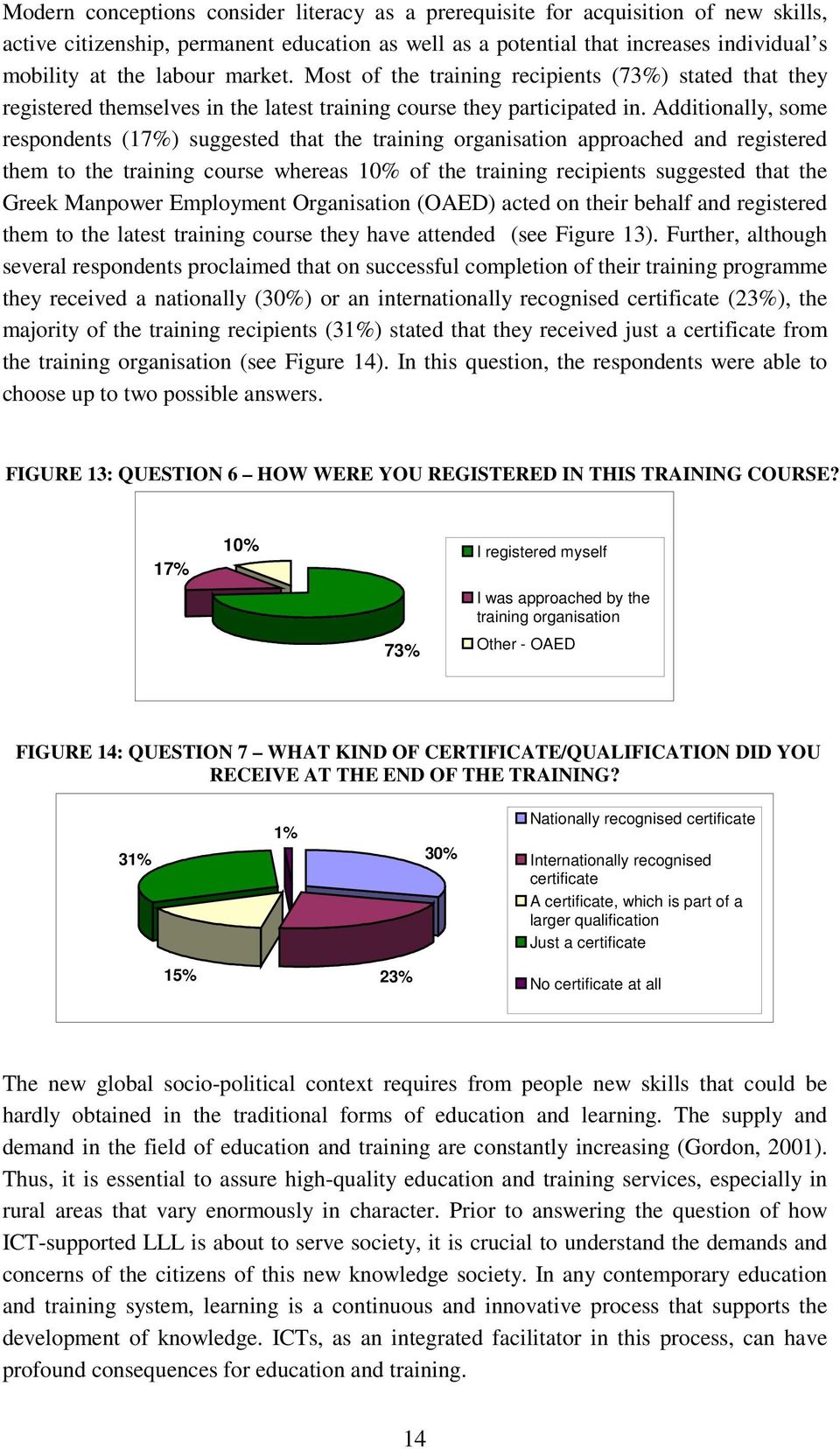 Additionally, some respondents (17%) suggested that the training organisation approached and registered them to the training course whereas 10% of the training recipients suggested that the Greek