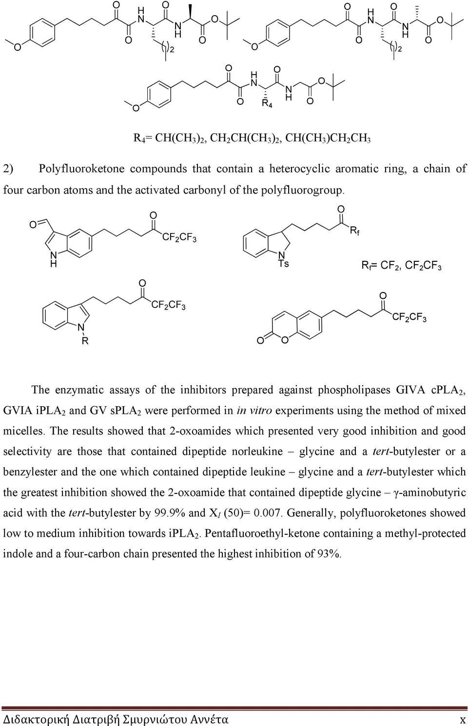 R f = CF 2, CF 2 CF 3 CF 2 CF 3 The enzymatic assays of the inhibitors prepared against phospholipases GIVA cpla 2, GVIA ipla 2 and GV spla 2 were performed in in vitro experiments using the method