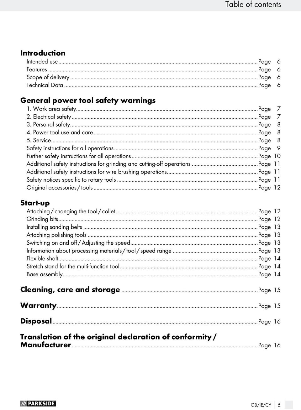 ..page 9 Further safety instructions for all operations...page 10 Additional safety instructions for grinding and cutting-off operations.