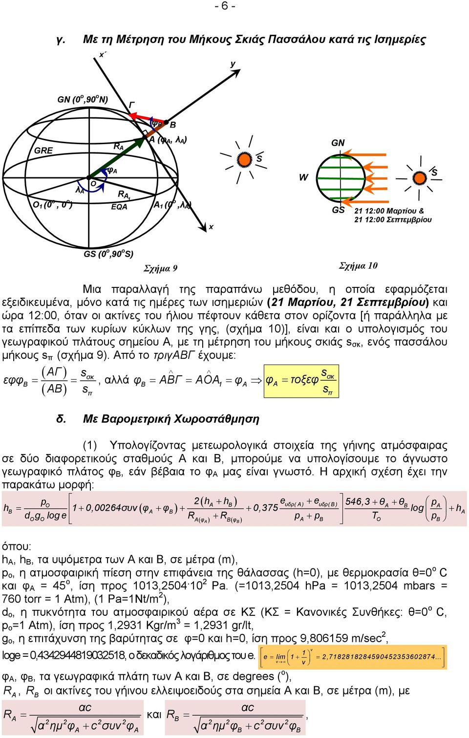 S) Σχήμα Σχήμα 9χ Σχήμα 10χ Μια παραλλαγή της παραπάνω μεθόδου, η οποία εαρμόζεται εξειδικευμένα, μόνο κατά τις ημέρες των ισημεριών (1 Μαρτίου, 1 Σεπτεμβρίου) και ώρα 1:00, όταν οι ακτίνες του ήλιου